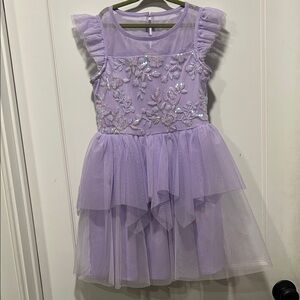 Lavender Floral Kids Formal Dress